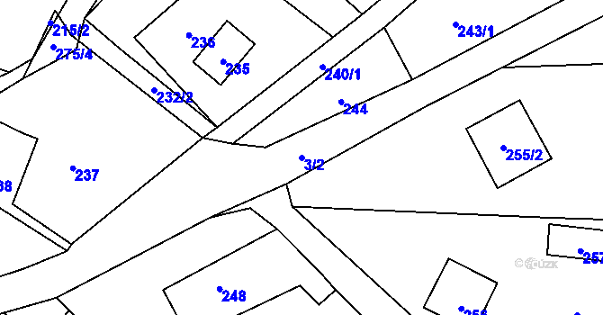 Parcela st. 3/2 v KÚ Tašov, Katastrální mapa