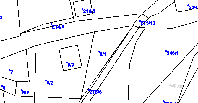Parcela st. 5/1 v KÚ Tašov, Katastrální mapa