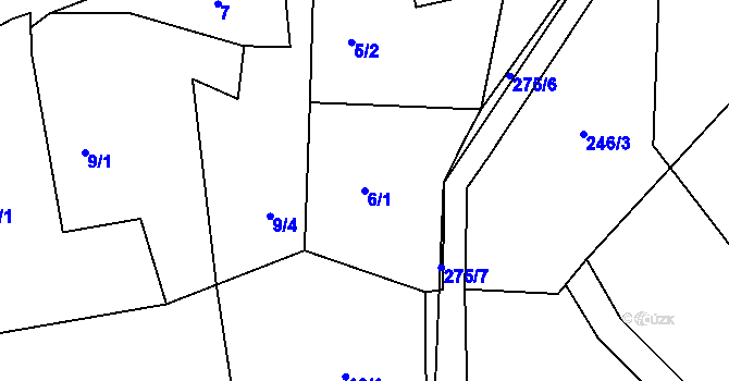 Parcela st. 6/1 v KÚ Tašov, Katastrální mapa