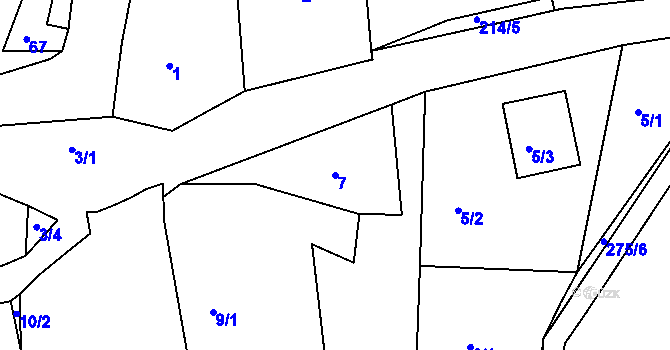 Parcela st. 7 v KÚ Tašov, Katastrální mapa