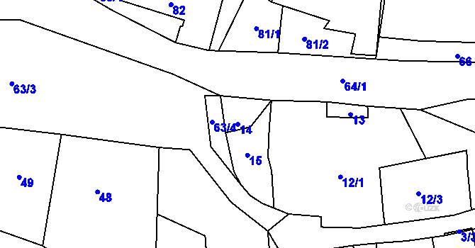 Parcela st. 14 v KÚ Tašov, Katastrální mapa