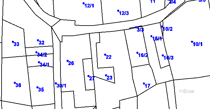 Parcela st. 22 v KÚ Tašov, Katastrální mapa