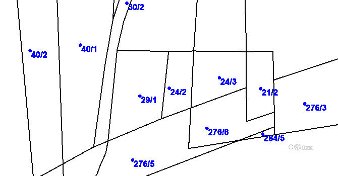Parcela st. 24/2 v KÚ Tašov, Katastrální mapa