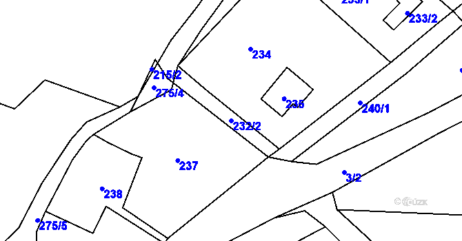 Parcela st. 232/2 v KÚ Tašov, Katastrální mapa