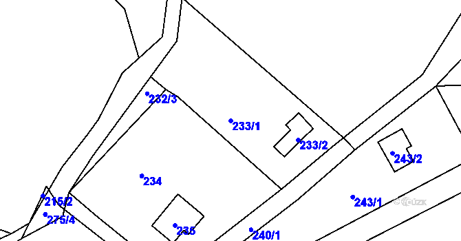Parcela st. 233/1 v KÚ Tašov, Katastrální mapa
