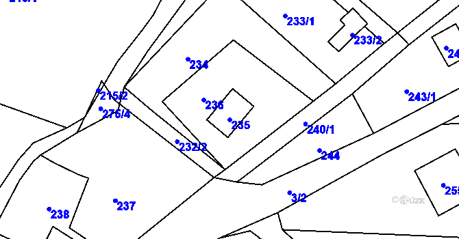 Parcela st. 235 v KÚ Tašov, Katastrální mapa