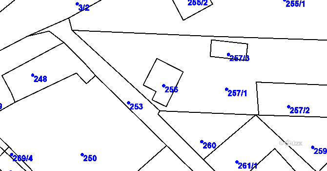 Parcela st. 256 v KÚ Tašov, Katastrální mapa