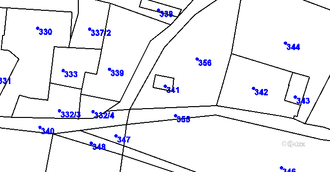 Parcela st. 341 v KÚ Tašov, Katastrální mapa