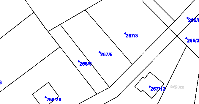 Parcela st. 267/5 v KÚ Tašov, Katastrální mapa