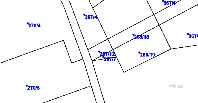 Parcela st. 267/12 v KÚ Tašov, Katastrální mapa