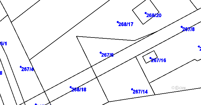 Parcela st. 267/6 v KÚ Tašov, Katastrální mapa