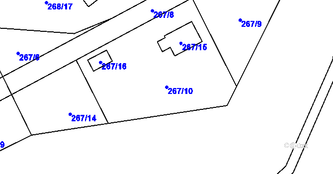 Parcela st. 267/10 v KÚ Tašov, Katastrální mapa