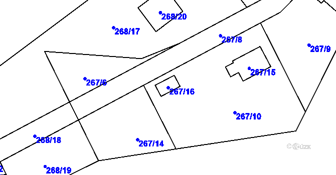Parcela st. 267/16 v KÚ Tašov, Katastrální mapa
