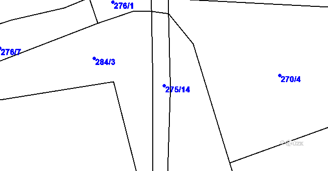 Parcela st. 275/14 v KÚ Tašov, Katastrální mapa