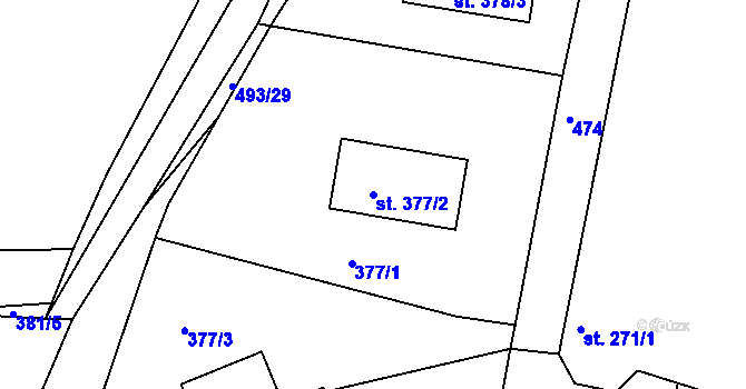 Parcela st. 377/2 v KÚ Tatce, Katastrální mapa