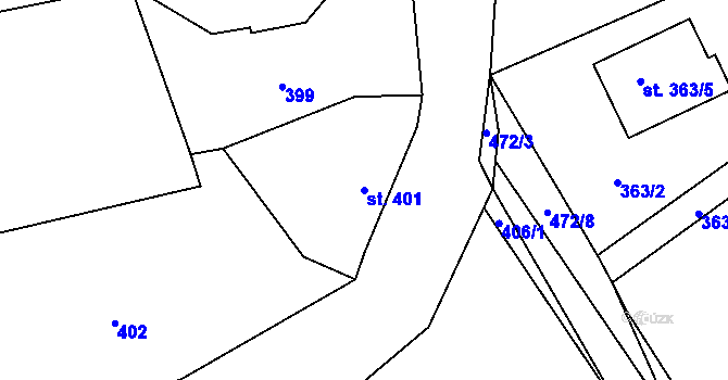 Parcela st. 401 v KÚ Tatce, Katastrální mapa