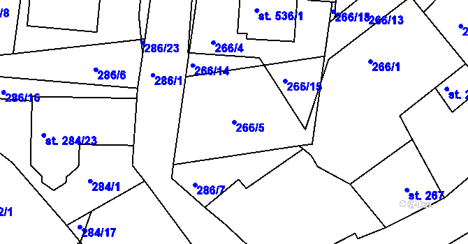 Parcela st. 266/5 v KÚ Tatce, Katastrální mapa