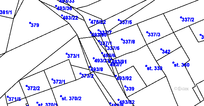 Parcela st. 493/6 v KÚ Tatce, Katastrální mapa