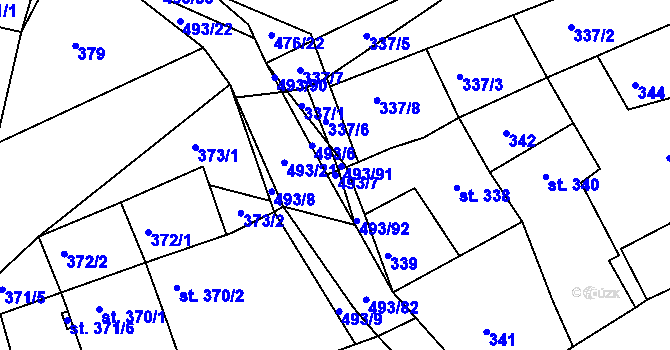 Parcela st. 493/7 v KÚ Tatce, Katastrální mapa