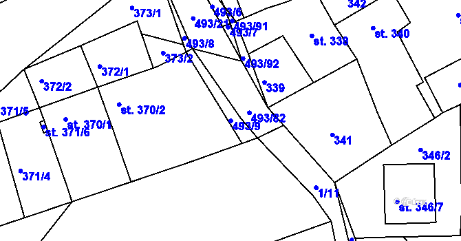 Parcela st. 493/9 v KÚ Tatce, Katastrální mapa