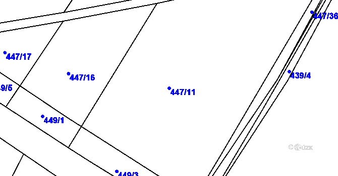 Parcela st. 447/11 v KÚ Tatce, Katastrální mapa