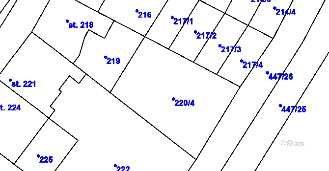 Parcela st. 220/2 v KÚ Tatce, Katastrální mapa