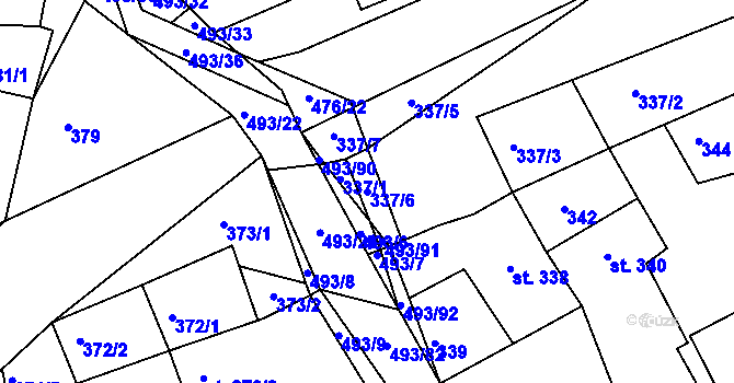 Parcela st. 337/6 v KÚ Tatce, Katastrální mapa