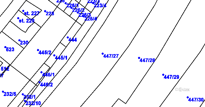 Parcela st. 447/27 v KÚ Tatce, Katastrální mapa
