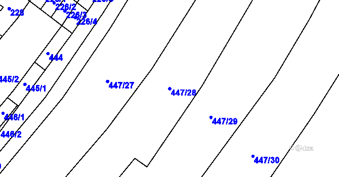 Parcela st. 447/28 v KÚ Tatce, Katastrální mapa
