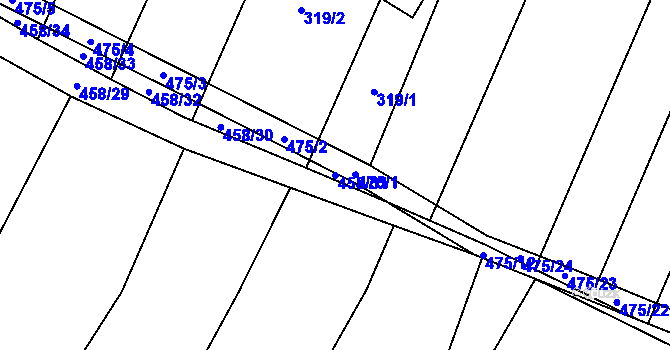 Parcela st. 458/31 v KÚ Tatce, Katastrální mapa