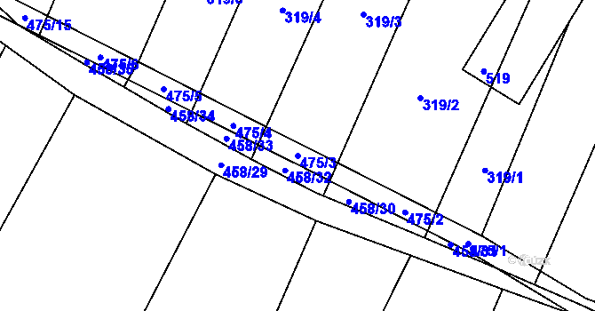 Parcela st. 475/3 v KÚ Tatce, Katastrální mapa
