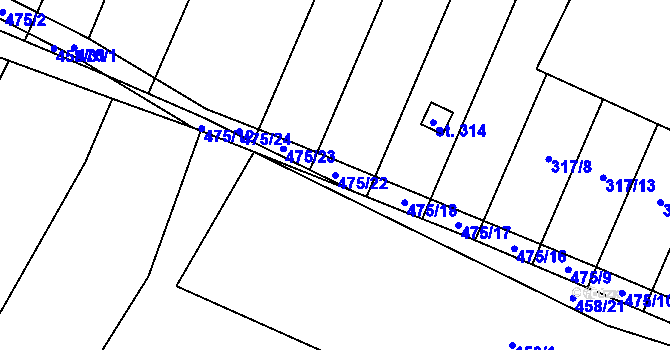 Parcela st. 475/22 v KÚ Tatce, Katastrální mapa