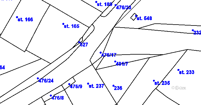 Parcela st. 476/17 v KÚ Tatce, Katastrální mapa