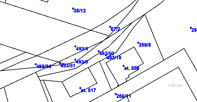 Parcela st. 493/50 v KÚ Tatce, Katastrální mapa