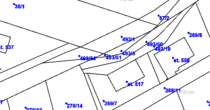 Parcela st. 493/51 v KÚ Tatce, Katastrální mapa