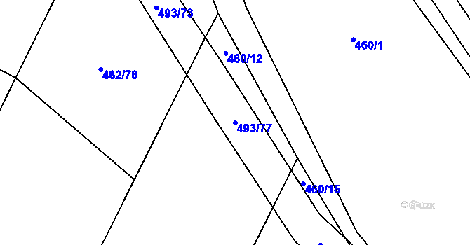 Parcela st. 493/77 v KÚ Tatce, Katastrální mapa