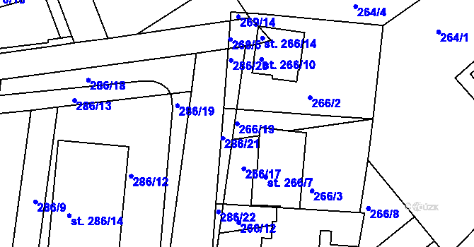 Parcela st. 266/19 v KÚ Tatce, Katastrální mapa