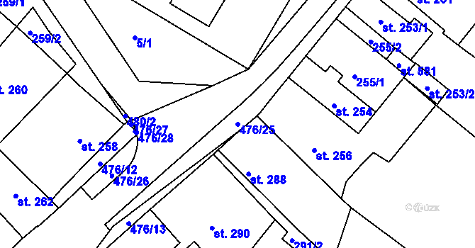 Parcela st. 476/25 v KÚ Tatce, Katastrální mapa