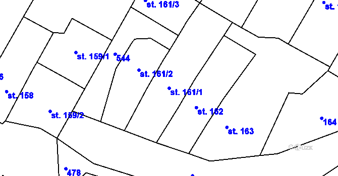 Parcela st. 161/1 v KÚ Tatce, Katastrální mapa