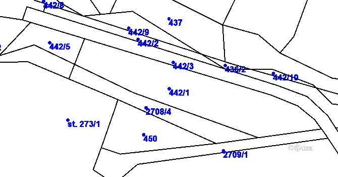 Parcela st. 442/1 v KÚ Tatenice, Katastrální mapa