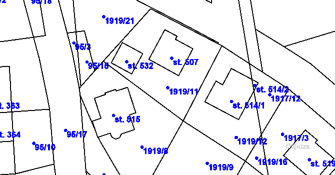 Parcela st. 1919/11 v KÚ Tatenice, Katastrální mapa