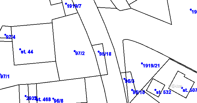 Parcela st. 95/18 v KÚ Tatenice, Katastrální mapa