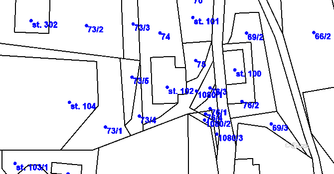 Parcela st. 102 v KÚ Tatobity, Katastrální mapa