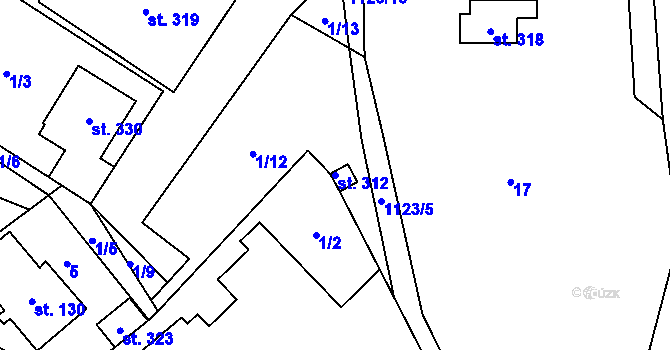 Parcela st. 312 v KÚ Tatobity, Katastrální mapa