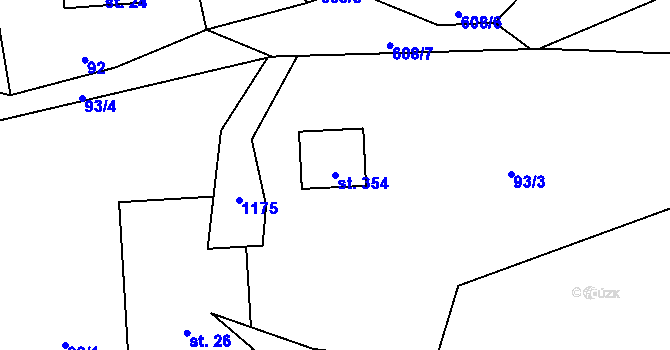 Parcela st. 354 v KÚ Tatobity, Katastrální mapa
