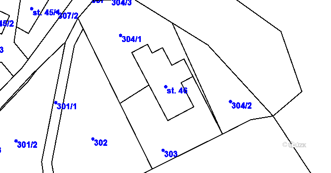 Parcela st. 46 v KÚ Žlábek, Katastrální mapa