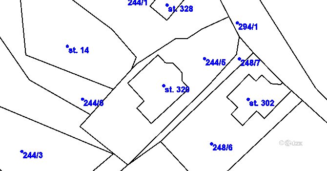 Parcela st. 320 v KÚ Žlábek, Katastrální mapa