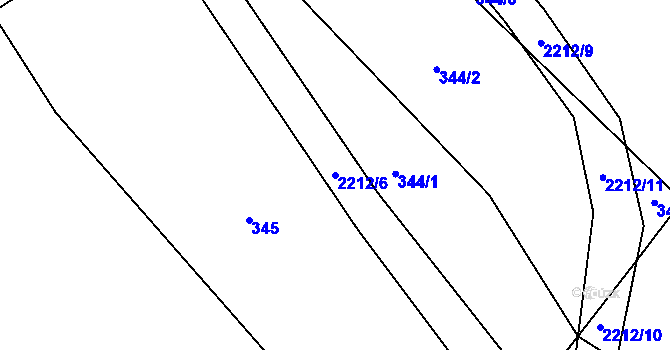 Parcela st. 2212/6 v KÚ Žlábek, Katastrální mapa