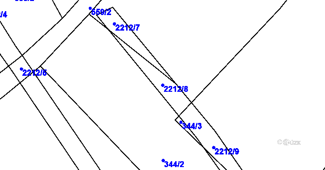 Parcela st. 2212/8 v KÚ Žlábek, Katastrální mapa