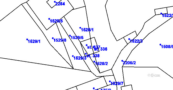 Parcela st. 337 v KÚ Žlábek, Katastrální mapa
